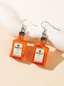 1 对时尚简约精致高端酒瓶树脂耳环 - 彩色 - 查看 4