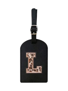 1pc TSA Approved Luggage Tag, PU Leather Material, Leopard Print, Alphabet A-Z Options, With Privacy Cover, Can Be Used As Business Card Or Travel Backpack Label, Unisex, Travel Essential, Luggage, Travel Gear, Back To School, Alphabet Print - Multicolor - View 25