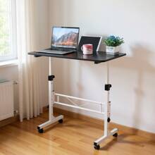 Mobile Computer Desk For Small Spaces, Height-Adjustable Rolling Desk, Portable Standing Desk With Wheels For Home Office - 黑色 - 查看 12