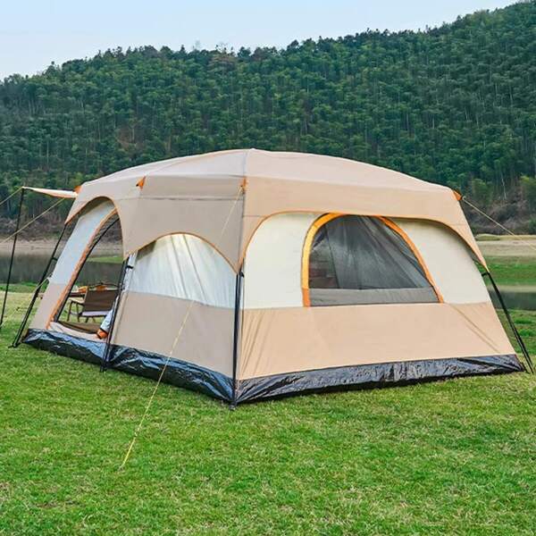 Large Family Tent With Awning Outdoor Camping Hiking Sun Shade  3.2M*1.85M