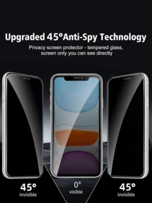 3-In-1 Protective Case Set Compatible With IPhone, Includes 2pcs Privacy Screen Protectors (Anti-Scratch Tempered Glass) + 1pc Black Matte Finish Phone Case, Easy Installation, Hydrophobic & Oleophobic Coating, Fingerprint-Resistant Screen Protection Essentials, Applicable To Daily Shield, Office, Home Privacy Screen Protector Phone Screen Protector Phone Accessories Waterproof Shockproof Anti-Fall Full Cover - Black - View 4