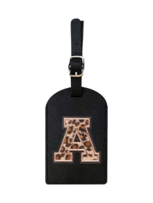 1pc TSA Approved Luggage Tag, PU Leather Material, Leopard Print, Alphabet A-Z Options, With Privacy Cover, Can Be Used As Business Card Or Travel Backpack Label, Unisex, Travel Essential, Luggage, Travel Gear, Back To School, Alphabet Print - Multicolor - View 17