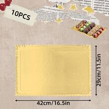 10PCS Scallop Edge Rectangle Paper Trays, Heavy Duty Disposable Golden Cardboard With Greaseproof Coating, Perfect For Elegant Dessert Table Serving Parties, Cupcake Display, Birthday Party, Wedding - Gold - View 15