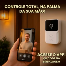 Campainha Sem Fio Inteligente Com Interfone Câmera Wi-fi  Casa Resendencial - Branco - Visão 6