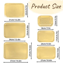 10pcs Disposable Gold Paper Trays, Thickened Anti-Oil Rectangular Cake Boards With Thickened Base, Suitable For Elegant Dessert Table, Cupcake Display, Birthday Party, Wedding And Other Occasions - Gold - View 6