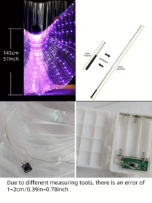 1 件创意彩色 LED 发光蝴蝶舞翅膀（带棍棒）、彩色派对舞蹈舞台表演灯光道具发光斗篷、表演肚皮舞。适用于舞台表演、派对礼品、舞台装饰、节日装饰、房间装饰、家居装饰、主题派对装饰、圣诞节和情人节装饰（不含电池）。 - 彩色 - 查看 13