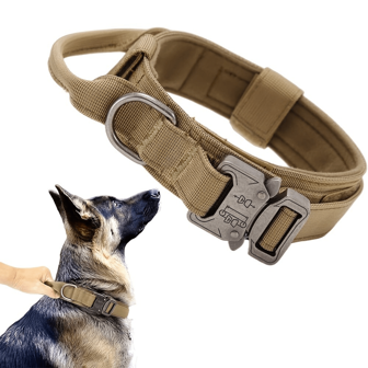 1 stuks hondenhalsband met handvat, tactische trainingshalsband voor grote/middelgrote honden, biedt goede controle en comfort, bevat een halsband en riemset, verstelbare tactische riemlengte om plotseling trekken te voorkomen