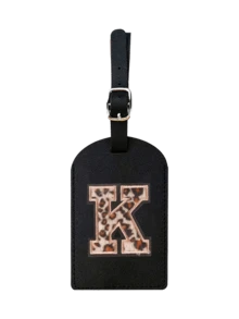 1pc TSA Approved Luggage Tag, PU Leather Material, Leopard Print, Alphabet A-Z Options, With Privacy Cover, Can Be Used As Business Card Or Travel Backpack Label, Unisex, Travel Essential, Luggage, Travel Gear, Back To School, Alphabet Print - Multicolor - View 23