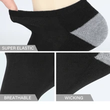 6 双/10 双男士休闲网球袜、迷你中筒袜、剪腿袜、白色网球袜、冬季网球袜、黑色网球袜、除臭、运动、透气（大码）、适合日常穿着、室内和室外。以及女士袜子 - 运动休闲袜
