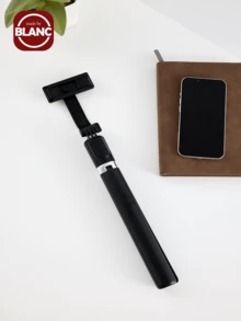 自拍杆三脚架，可伸缩铝合金三脚架，带无线遥控，兼容和安卓智能手机，非常适合旅行、Vlog、视频和拍照（黑色） - 黑色 - 查看 3