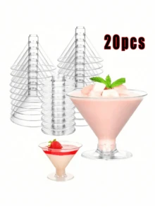 20pcs Mini Dessert Cup Clear Parfait Appetizer Cup Small Serving Bowl, Plastic Small Dessert Cups, Clear Plastic Cups Without Spoon, Reusable Mini Dessert Cup, Party Supplies, Cups Plastic Travel For Cakes, Ice Cream, Tasting, Party, Buffet, Wedding, Picnic Party, Ramadan, Party Supplies, Cups Plastic (Without Spoon) - Multicolor - View 13