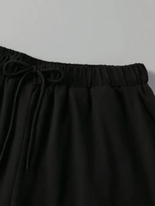 男士运动健身极简印花两件套，秋冬季，黑色拉链连帽衫+紧身裤，公牛图案运动服套装，适合健身房和日常穿着。 - 黑色 - 查看 8