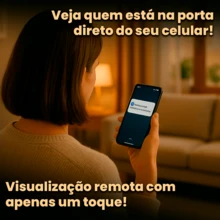Campainha Sem Fio Inteligente Com Interfone Câmera Wi-fi  Casa Resendencial - Branco - Visão 5