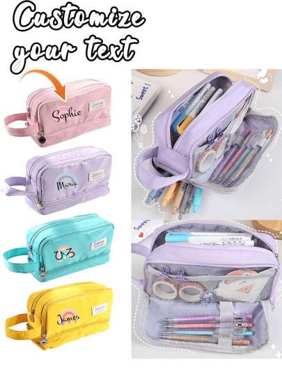 Customized Graphic Exam Pencil Case, Minimalist Stationery Pouch Can Print Logo, Solid Color Stationery Bag, Small & Portable Pencil Case,Multi-Functional,Ornamental,Reusable,Modern,Colorful,Cute,Vintage,Cartoon,Kawaii,Custom,Personalized,Unique,Customized,Workers,Clients,Students,For Business/Work/Office,For School