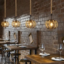 1 chiếc đèn treo hình quả bí ngô bằng dây thừng đan, phong cách retro Mỹ, thích hợp cho phòng khách, phòng ngủ, nhà nghỉ, nhà hàng, đèn trang trí tối giản sáng tạo (Không bao gồm bóng đèn) - Nhiều màu - Xem 7