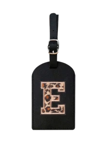 1pc TSA Approved Luggage Tag, PU Leather Material, Leopard Print, Alphabet A-Z Options, With Privacy Cover, Can Be Used As Business Card Or Travel Backpack Label, Unisex, Travel Essential, Luggage, Travel Gear, Back To School, Alphabet Print - Multicolor - View 9