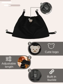 1PC & 2PCS Stroller Bag Large Capacity Waterproof - Reusable Washable Mummy Bag With Black Bear Pattern, Holds Mobile Phone, Wallet & Milk Bottles For Home & Travel