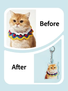 PETSIN 1pc Personalized Animal Portrait Dog/Cat Polycarbonate (PC) Keychain, For Dorm Rooms, For Teacher Gifts, School Supplies, For University, For Classroom - White - View 7