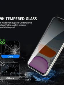 3-In-1 Protective Case Set Compatible With IPhone, Includes 2pcs Privacy Screen Protectors (Anti-Scratch Tempered Glass) + 1pc Black Matte Finish Phone Case, Easy Installation, Hydrophobic & Oleophobic Coating, Fingerprint-Resistant Screen Protection Essentials, Applicable To Daily Shield, Office, Home Privacy Screen Protector Phone Screen Protector Phone Accessories Waterproof Shockproof Anti-Fall Full Cover - Black - View 2