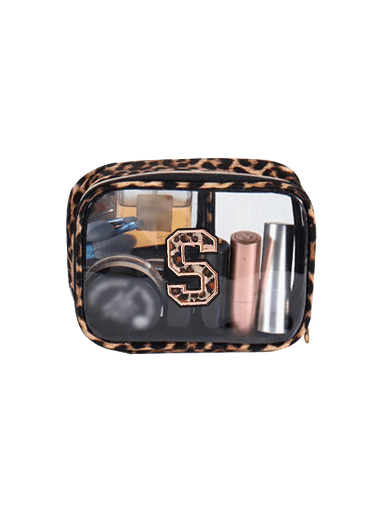 1 件透明 PVC 豹纹便携式收纳袋，带豹纹毛巾和 A-Z 字母刺绣，大容量化妆品收纳盒，防水，带拉链，化妆包，旅行收纳包，美容包，可收纳口红、刷子、护肤品、手机、硬币、小物件，适合居家和旅行使用。 - 彩色 - 查看 29