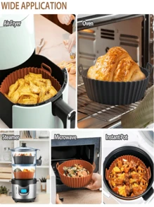 适用于 3-5 夸脱的空气炸锅硅胶内衬、易燃烘焙纸替换件、可重复使用的烤箱配件烤盘、空气炸锅烤盘专用烧烤盘可重复使用的碗烘焙防粘垫厚硅胶烤盘、可重复使用的硅胶空气炸锅内衬 - 不粘、易于清洁的烤盘、黑色、红色或灰色，带凸起边缘