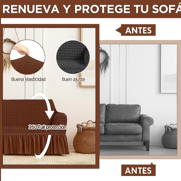 AMOROSA Sofa Slipcovers - قهوة بني - مشاهدة 5