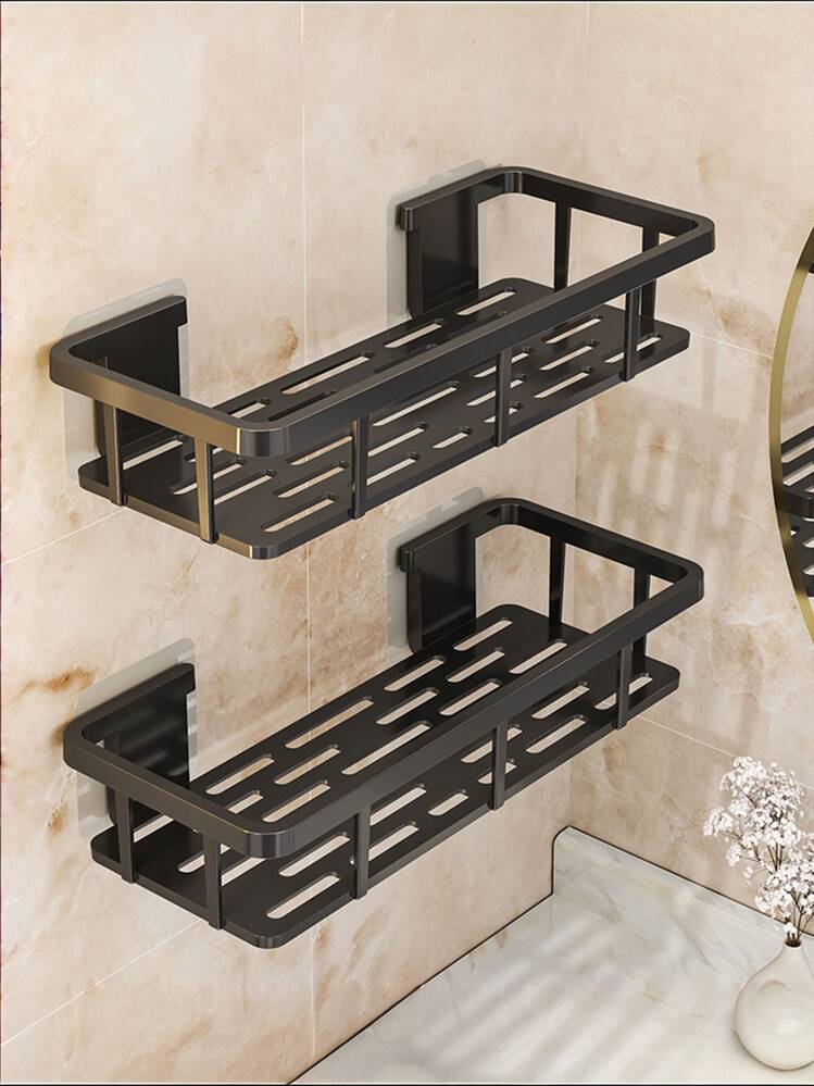 1 pieza Estantería de ducha montada en la pared, de material plástico, organizador para artículos de tocador y cosméticos, estante de almacenamiento para el lavabo, organizador de baño y cocina, escurridor, jabonera, accesorios de baño, adecuado para almacenar jabón de manos, champú, gel de baño, jabón, limpiador facial, cepillo de dientes, etc. - Multicolor - Añade 1
