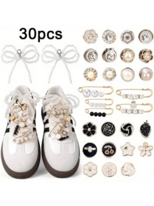 30pcs/Set Elegant Faux Pearl Butterfly Brooch, French Style Women Brooch, Ideal Gift To Decorate Personalized Shoes Or Other Accessories Halloween Halloween Accessories Teachers Day