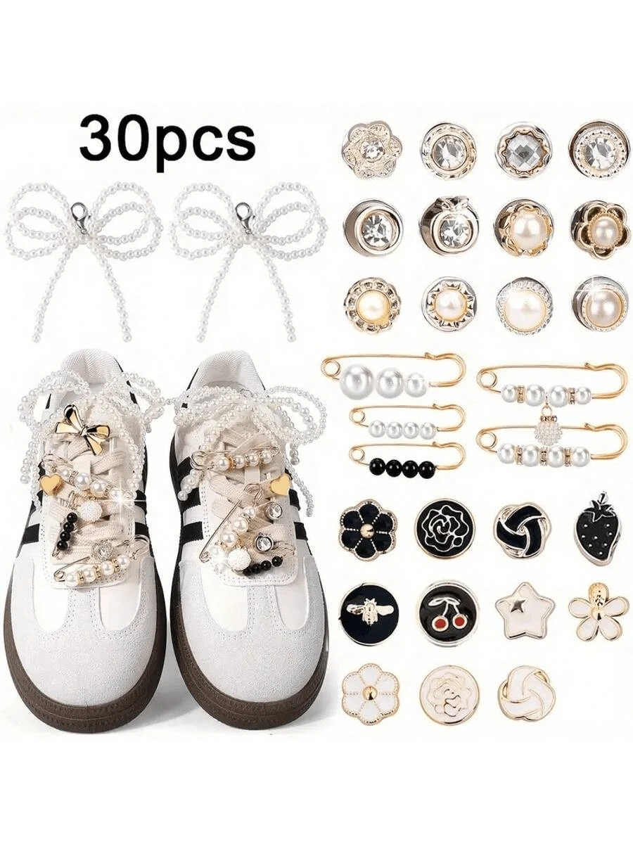 30pcs/Set Elegant Faux Pearl Butterfly Brooch, French Style Women Brooch, Ideal Gift To Decorate Personalized Shoes Or Other Accessories Halloween Halloween Accessories Teachers Day