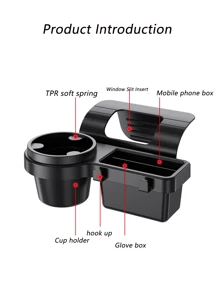 耐用的黑色塑料多功能汽车储物盒，带杯架、手机插槽和储物隔层 - 节省空间的设计，适合饮料、食物、智能手机和必需品，适合大多数车辆、汽车储物 - 彩色 - 查看 5
