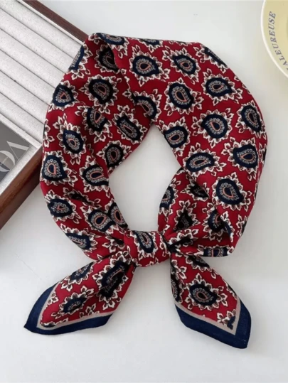 1pc Women's Paisley Print Vintage Luxury Scarf Headscarf, Classic Headwrap Suitable For Outdoor Travel, Boho Style Headscarf Gift Accessory, Headband, Scarf, Ideal For Creating A Perfect Look