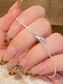 1 件纯银泡泡圆形钻石蛇骨手链，适合女士 - 锆石点缀，高档外观，百搭堆叠，精致的小众工艺 - 圓鑽手鍊 - 查看 10