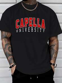 Capella Vintage Retro University College Athletic Sports Men'S T-Shirt, 100% Cotton Crew Neck Casual Tee, Sizes S-XXXL - Black - View 2