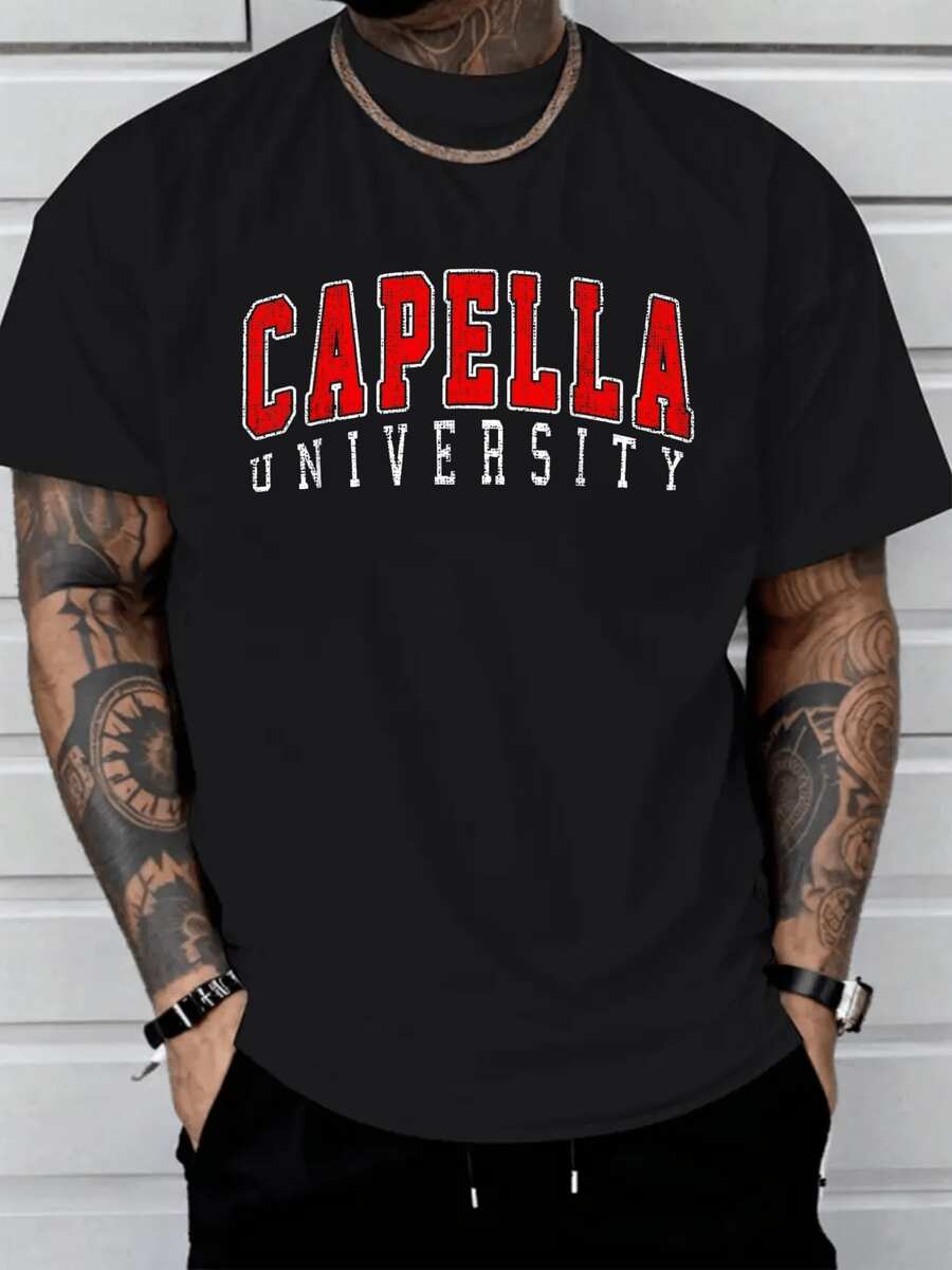 Capella Vintage Retro University College Athletic Sports  Men'S T-Shirt, 100% Cotton Crew Neck Casual Tee, Sizes S-XXXL