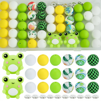 32/50pcs 15mm Frog Silicone Beads 3D Animal Focal Beads, Silicone Beads For Printing, For Making Keychains, Bracelets And Other Handicrafts