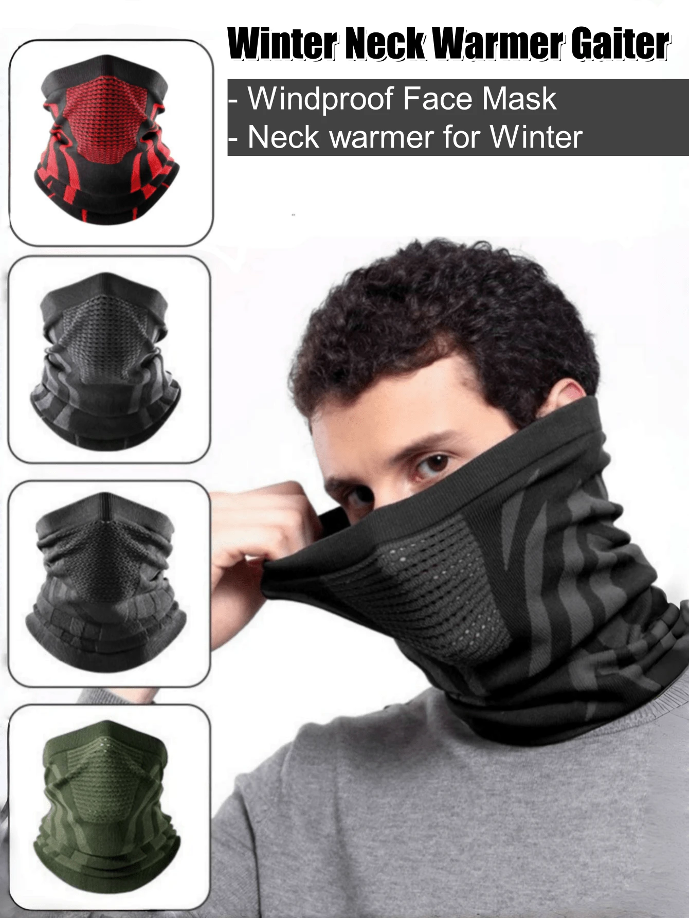 1pc Winter Neck Warmer Gaiter Balaclava Windproof Face Mask For Ski,Snowboard,Running,Fishing