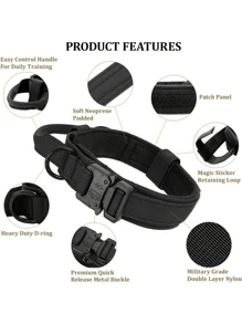 1 件带手柄的狗项圈，适用于大型/中型犬的战术训练狗项圈，提供良好的控制力和舒适度，提供项圈和牵引绳套装，可调节战术牵引绳长度，防止突然拉扯