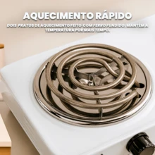 Fogareiro Elétrico Portátil 2 Bocas 2000W com Termostato e 5 Temperaturas