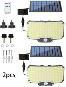1个/2个户外太阳能感应灯，8000流明，234颗LED聚光灯，带遥控器，3种照明模式，可拆卸太阳能板，便携式，易于安装，无线泛光灯模拟安防摄像头，适用于酒店、门廊、花园、庭院、车道等场所。（1个234颗LED/2000mAh太阳能板相当于4个100颗LED/1200mAh太阳能板） - 單頭分體-壁燈 - 查看 14