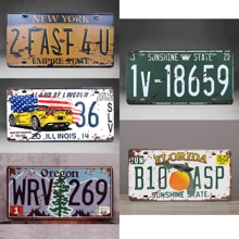 1件复古汽车牌照，铁艺彩绘墙饰，创意网吧宿舍酒吧墙面艺术，金属锡板，户外花园装饰，尺寸：30厘米*15厘米/11.81英寸*5.90英寸，适用于Exit音乐节、摇滚音乐节、2024巴黎夏季、圣诞礼物