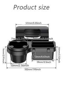 耐用的黑色塑料多功能汽车储物盒，带杯架、手机插槽和储物隔层 - 节省空间的设计，适合饮料、食物、智能手机和必需品，适合大多数车辆、汽车储物 - 彩色 - 查看 4