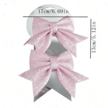 2pcs Christmas Gold Glitter Bow Ribbon Decor, Holiday Christmas Tree Window Ornaments Home Decor Christmas Decorations Room Decor Winter