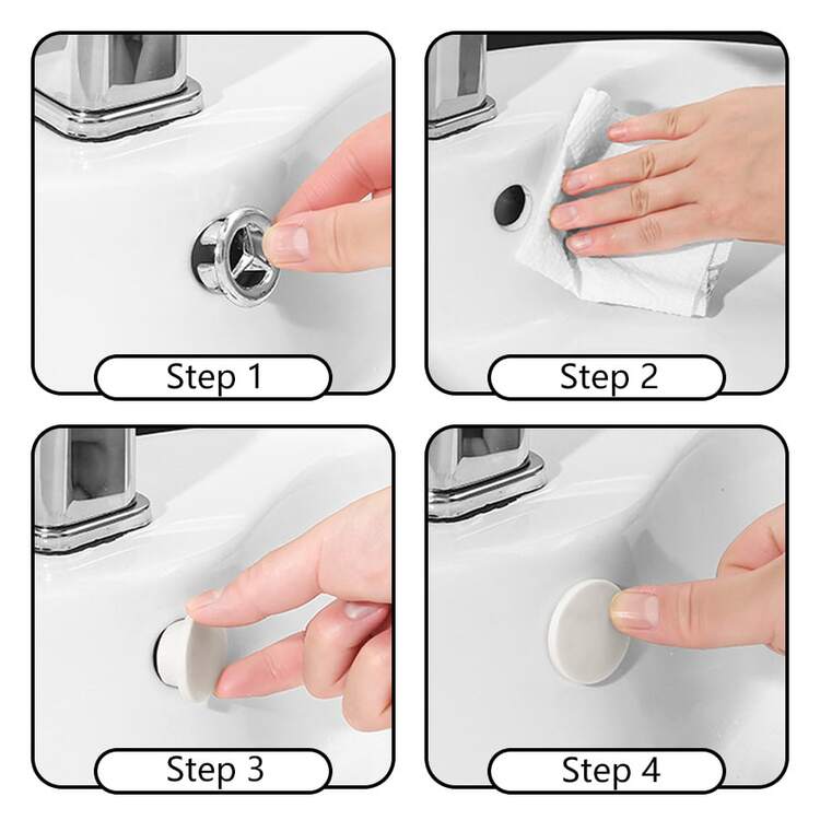 1/2/4 piezas Cubierta del rebosadero del fregadero, Agujero del fregadero de cocina y baño, Tapón del fregadero, Cuando sube el nivel del agua, Agua del rebosadero, Tapón para la cubierta del desagüe de la bañera - Multicolor - Añade 4
