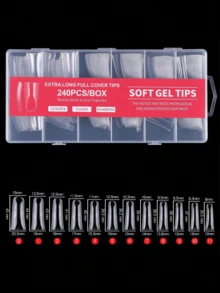 240pcs/Box Long Duck False Nail Tips Extension French Acrylic Capsule Full Cover Duck Tips Artificial Fake Nails Press On Nails Nail Supplies - Clear - View 3