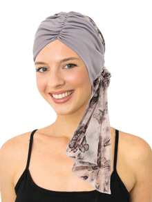 1件装女士预系头巾帽穆斯林头巾癌症化疗花卉印花帽遮盖脱发头巾包头巾弹力头巾穆斯林女性 - 顏色 - 查看 10