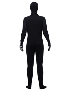 Joyfy Men's Halloween Skeleton Costume - Men's Spooky Bodysuit For Halloween Party Dressing Skeleton Bodysuit - 黑與白 - 查看 6