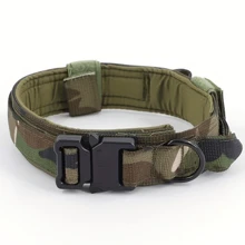 1 件带手柄的狗项圈，适用于大型/中型犬的战术训练狗项圈，提供良好的控制力和舒适度，提供项圈和牵引绳套装，可调节战术牵引绳长度，防止突然拉扯