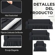 AMOROSA 3 Pieza Funda Cubre Sala con Falda Tipo Plumeti Funda de Sofá Lavable Elástica Fácil de Instalar Fundas para Sillones Sala  (1 plaza, 2 plazas, 3 plazas) Decoración Sala Gris Oscuro - Gris Oscuro - Ver 4