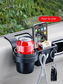 耐用的黑色塑料多功能汽车储物盒，带杯架、手机插槽和储物隔层 - 节省空间的设计，适合饮料、食物、智能手机和必需品，适合大多数车辆、汽车储物 - 彩色 - 查看 7