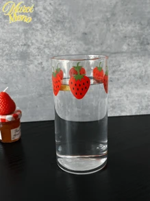 <清新气息，每一杯都充满浆果的明亮>，350ml耐热高硼硅玻璃杯，清新简约的草莓图案，适合办公室和家庭使用，四季、圣诞节等节日 - 無色 - 查看 9